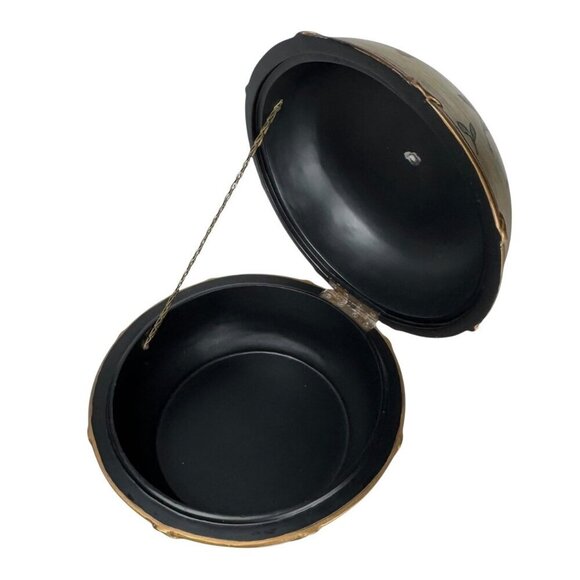 VTG Large Decorative Wooden Box Round Silver Floral Hand Painted Luxury Home - Picture 4 of 10